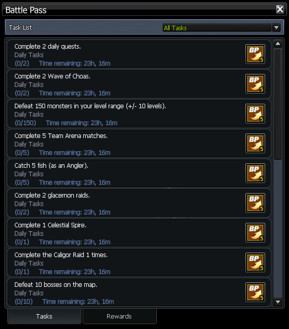 BattlePass Tasks tab