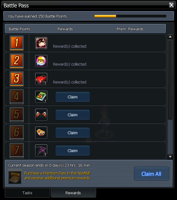 BattlePass Rewards tab